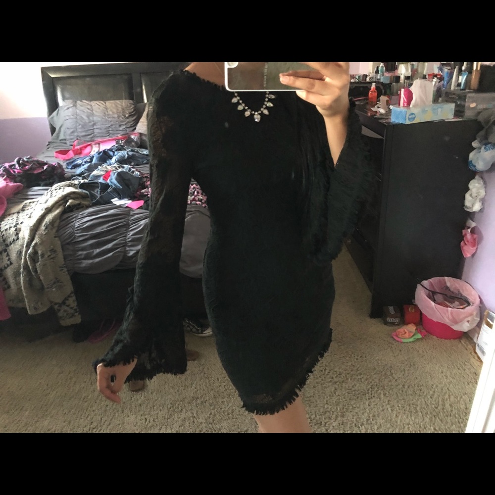 Black lace dress with Bell sleeves